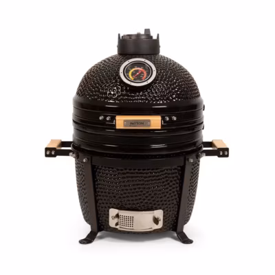 Barbecue kamado à poser Patton Premium 15&Prime; avec déflecteur de chaleur – Grille D 34 cm – Noir