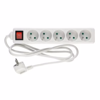 Bloc multiprise 5 prises 2P+T avec interrupteur – HANGER – 200004
