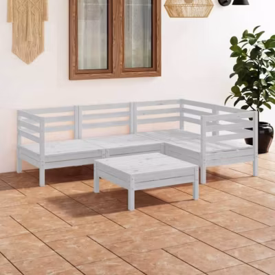 vidaXL Bois de Pin Massif Salon de Jardin 5 pcs Mobilier de Patio Meubles d&rsquo;Extérieur Ensemble de Meubles de Terrasse 3082693