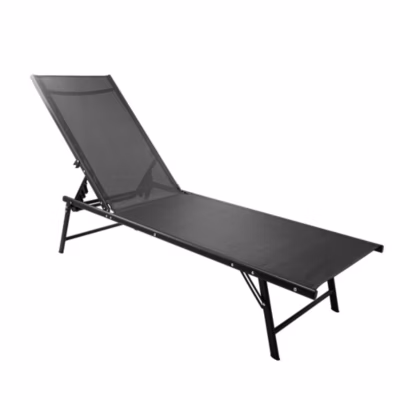 Chaise longue pliante 185×54,5×34,5 cm – Acier et textilène – 6 positions