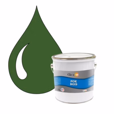 Peinture extérieure bois – Résistante aux intempéries POK BOIS – 2,5L – RAL 6025 – Vert Fougère – Clic & Pok