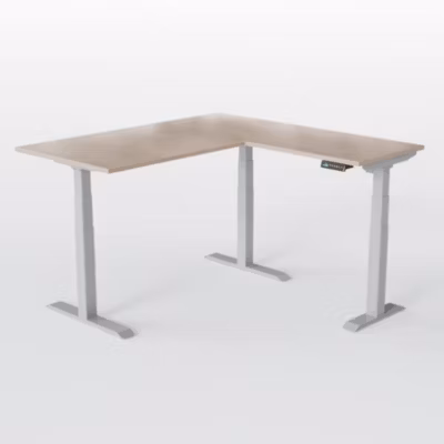 AUM WORLD Bureau Réglable en Hauteur d&rsquo;Angle, 200×160, 8 Mémoires, Sécurité Enfant, Hauteur 62-127cm, Charge 150 kg, Gris, Chêne