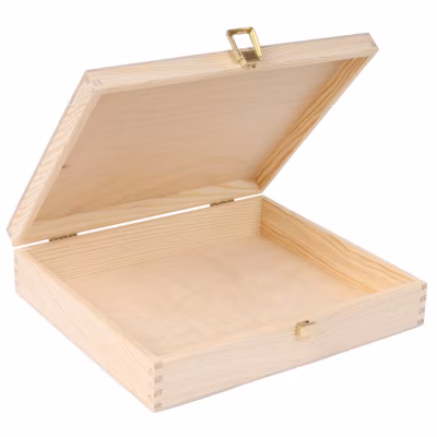 Creative Deco Boîte de Rangement en Bois 29 x 25 x 6,5 cm avec Couvercle et Serrure – Boîte à Bijoux, Souvenirs, Documents