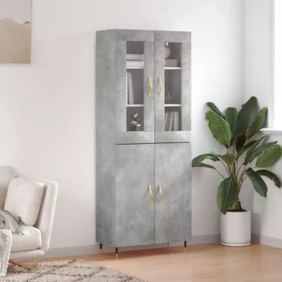 vidaXL Buffet haut Gris béton 69,5x34x180 cm Bois d&rsquo;ingénierie 3198197
