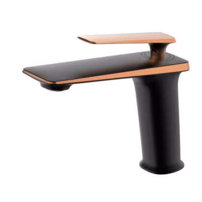 Robinet mitigeur lavabo Noir & Or rose – Brittia