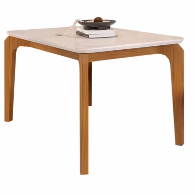 Table à Manger 4-6 Personnes Chêne et Blanc Dessus Verre L 136 H 80 P 90 cm – L 136 x l 90 x H 80 cm