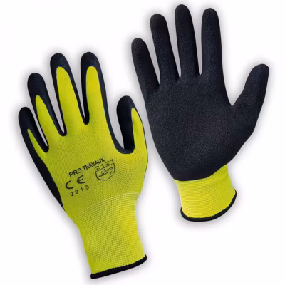 Paire de gants de protection pro travaux en polyamide et mousse de latex – Taille 9 – L – Jaune – Linxor