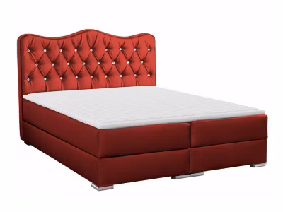 Lit continental Baltimore 162, Unique, Rouge, Faux cuir, Disponible