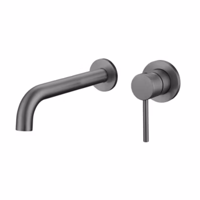 Kibath Robinet de lavabo monocommande encastré avec finition GUN METAL, en laiton
