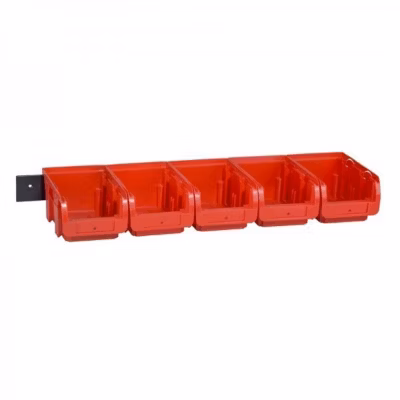 Lot de 5 bacs à bec rouge avec rail ProfiPlus C 2/6 Allit