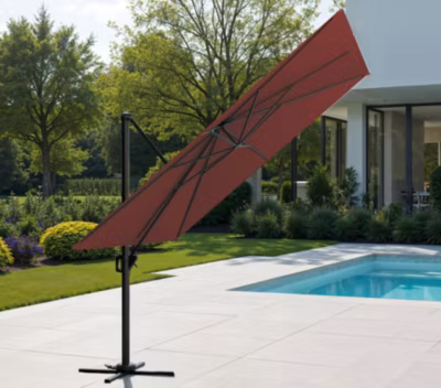 Parasol déporté 3x3m en aluminium – coloris  Bordeaux