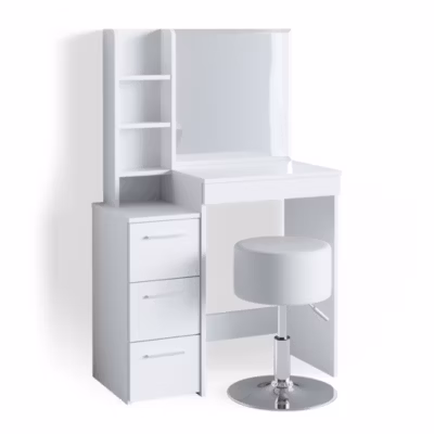 Vicco Coiffeuse Blanc 80cm avec tabouret