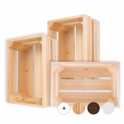 Creative Deco Lot de 3 Caisse en Bois Naturel 30 x 20 x 15 cm – Caisse Rangement Bois – Caisse en Bois Vintage – Cagette Bois Deco