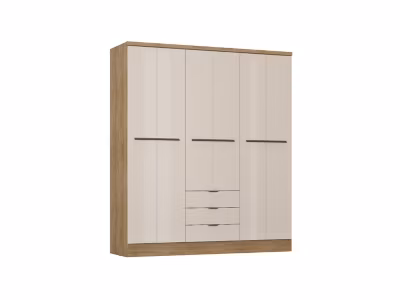 Armoire 6 portes et 3 tiroirs – L180 cm – Coloris : Beige et naturel – PEROLI