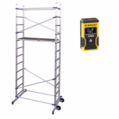 Echafaudage domestique : Hauteur de travail max 4.36m + Télémètre laser STANLEY – PN/CLI-LASER