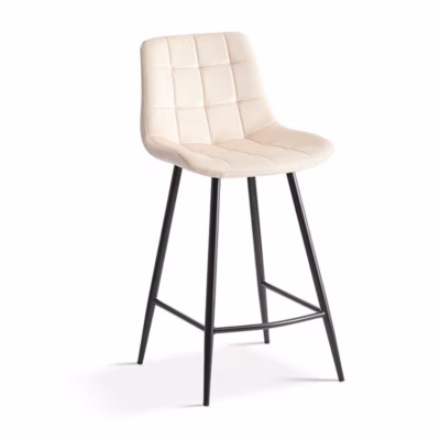 Chaise de comptoir JUTE  Velours beige  Style contemporain H95 cm