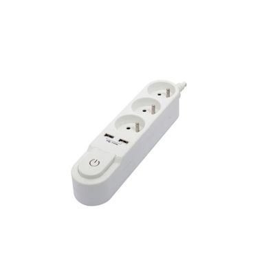 CHACON Bloc multiprise avec interrupteur 3 prises 16 A et 2 sorties USB 2 A, cable 3 m