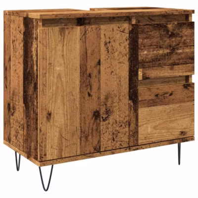 Armoire de lavabo de salle de bain vieux bois 65x33x60 cm vidaXL