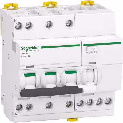 A9de3716 Disjoncteur Différentiel Triphasé 3p+n 16a – 30ma – 6ka – Type Ac Courbe C – Schneider Icv40n