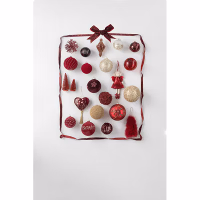 Boite de 4 boules de Noël en Plastique Rouge 10x10x10cm