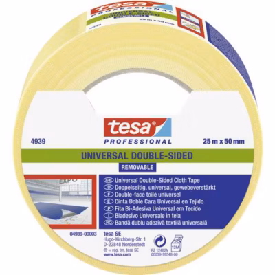 tesa UNIVERSAL REMOVABLE 04939-00003-11 – ruban double-face pour pose temporaire de moquette, 50 mm x 25 m