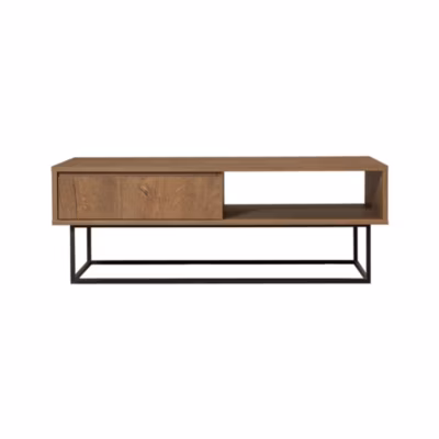 Table basse Bard, Table basse, Porte-revues pour canapé, Etagère de salon, 120x60h43 cm, Noyer et Noir