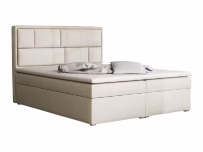 Lit continental Pomona 115, Double, Brun clair, Tissu, Disponible