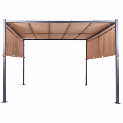 Tonnelle de jardin LED PARGA Métal 310 cm 310 cm Marron