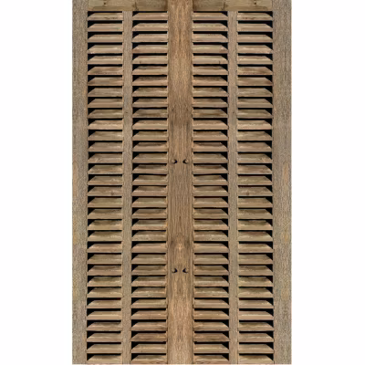 Papier peint intissé vintage, persienne en bois marron, style ancien, 250 cm X 150 cm