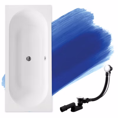 Baignoire rectangulaire 160 x 75 VITAE acrylique blanc, sans Habillage + Pieds + Vidage à chromé