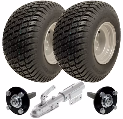 Kit de remorque pour VTT 18×8,50-8 : roues Wanda P332, moyeux et demi-essieux, attelage pivotant, 750 kg