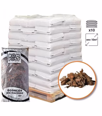 Paillage végétal durable écorces de pin maritime 10 sacs 50 L pour 10m2
