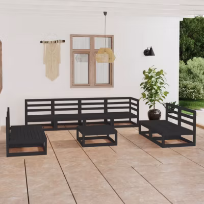 vidaXL Salon de Jardin 9 pcs Mobilier de Patio Ensemble de Meubles d&rsquo;Extérieur Mobilier de Jardin Meubles de Terrasse Noir 3075438