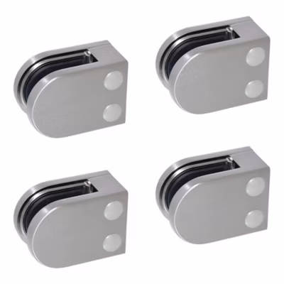 4 x Pince à verre plate modèle 05 – Ep. verre 10,76 mm – Inox 304 brossé GR320