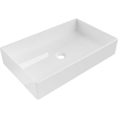 Vasque à poser rectangulaire, céramique 60x37x11 cm Blanc
