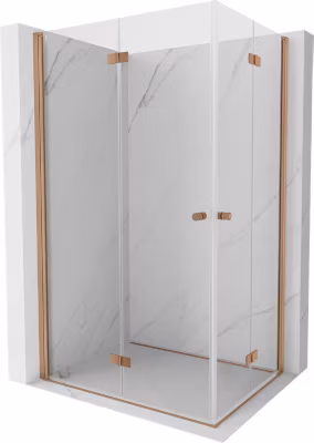 Mexen Mist-F Duo cabine de douche pliante gauche 100 x 95 cm, transparent, cuivre brossé – 8A6-100L-095P-65-00