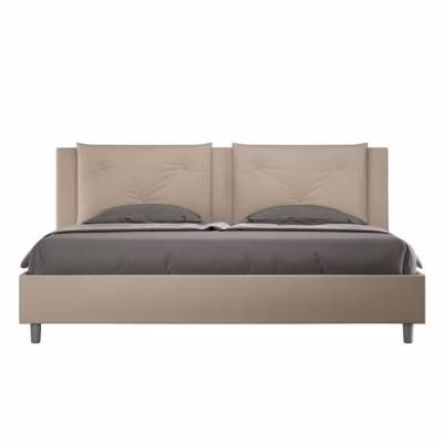 Lit king size – Ityhome – Appia – 200×200 cm – Similicuir taupe – Sommier inclus