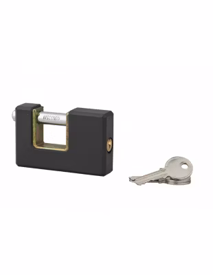 Cadenas ACERA rectangulaire à clé, base 75 mm, anse acier cémenté, 3 clés – SP