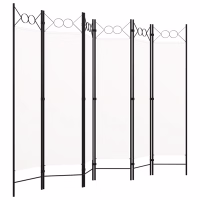 Paravent, Séparateur, Cloison de séparation 6 panneaux Blanc 240×180 cm