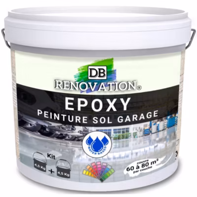 Peinture RESINE EPOXY pour sol béton Garage – Gris ardoise 9KG (60 à 80m²) PRET A L&rsquo;EMPLOI – Trafic intense – Etanche et résistant