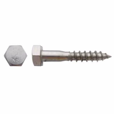 100 Tirefonds Bois Tête Hexagonale 8 x 60 mm – DIN 571 – Inox A2 – D-Work