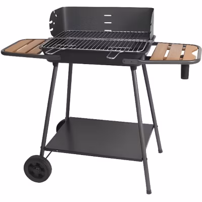 Barbecue charbon – Promenade – 104×53,5×88,5 cm – Noir – Sur chariot – Manuel
