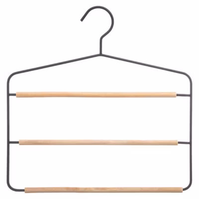 Cintre 3 pantalons en métal/bois – Noir – 5five