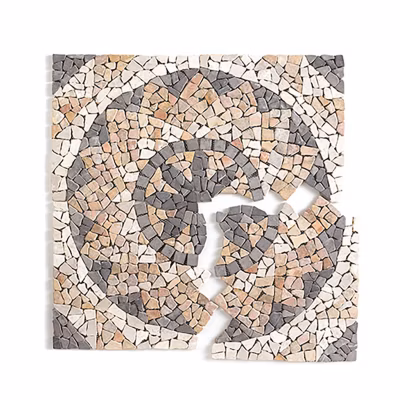 Rosace de plafond (Boite de 1m²) en marbre et travertin multicolore – 80 x 80 cm