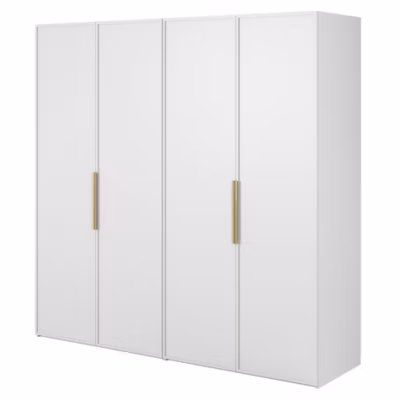 Armoire 4 portes avec 2 tringles et étagères 200 cm FRAME blanc
