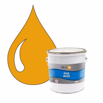 Peinture extérieure bois – Résistante aux intempéries POK BOIS – 2,5L – RAL 1006 – Jaune Maïs – Clic & Pok