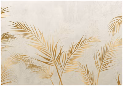 Papier Peint Feuilles Béton Intissé Panoramique 350×250 cm – Colle Inclus – Chambre et Salon – Moderne Papier Peint
