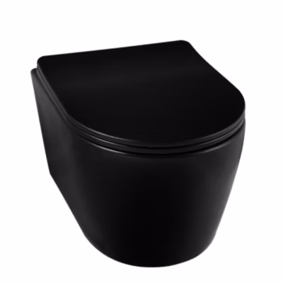 Balneo WC suspendu, sans bride bau, abattant softclose, Ceramique, noir, LUXA