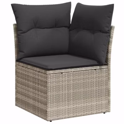 Canapé d&rsquo;angle de jardin et coussins gris clair résine tressée vidaXL