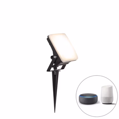Projecteur intelligent noir 12,8 cm avec LED intégrée IP65 et piquet de terre – Ruud